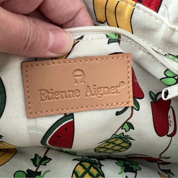 ETIENNE AIGNER Watermelon and Fruit Print Paper Yarn Tote Bag - Picture 5 of 15